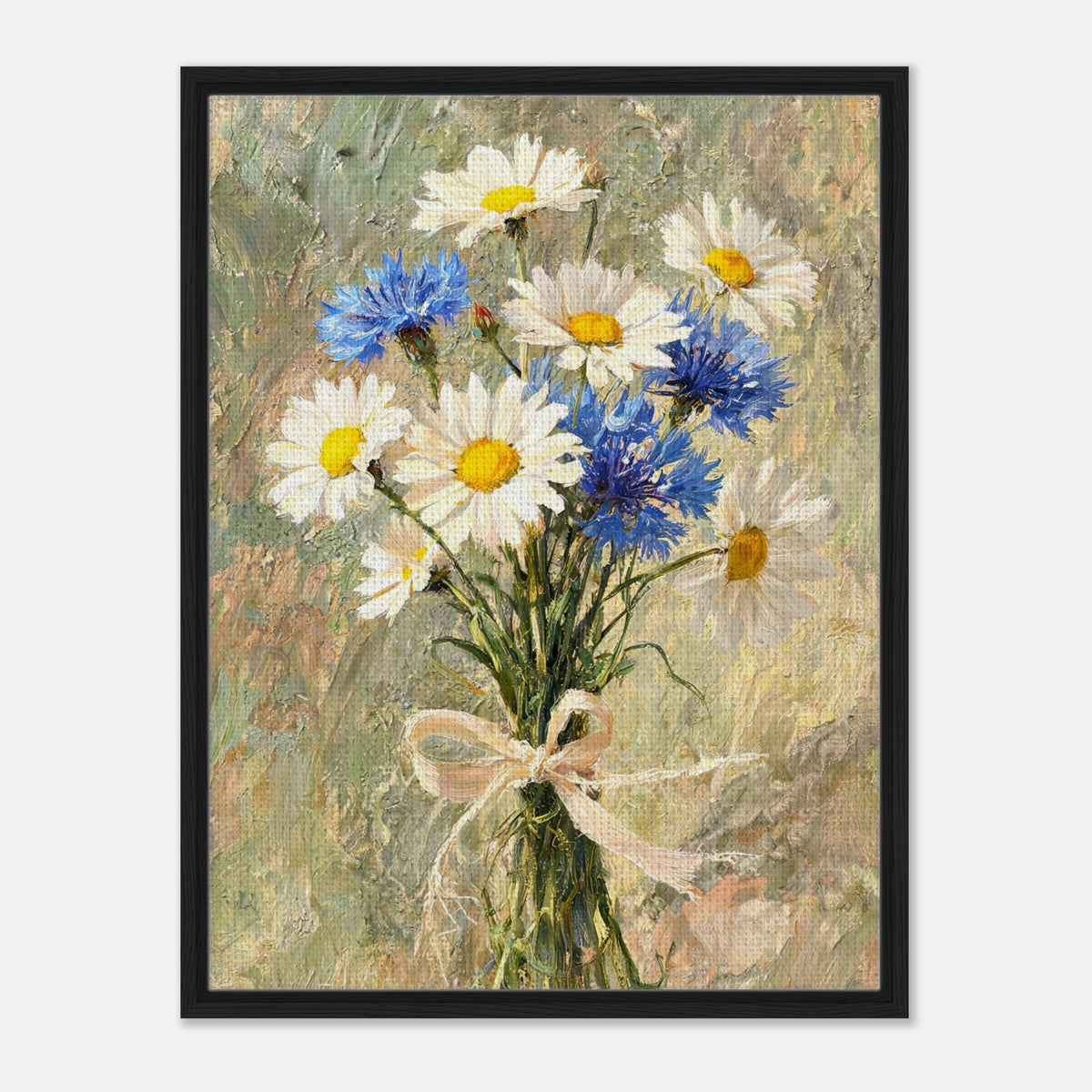 Wild Daisy & Blue Cornflower Bouquet Impressionist Art Print