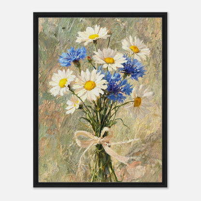Wild Daisy & Blue Cornflower Bouquet Impressionist Art Print