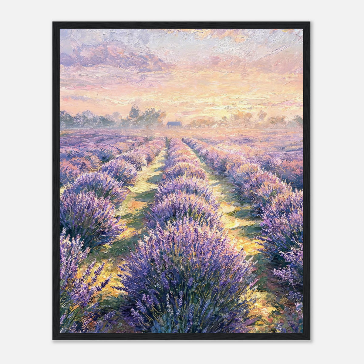 Provence Lavender Field at Sunset Impressionist Art Print