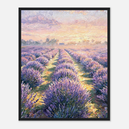 Provence Lavender Field at Sunset Impressionist Art Print