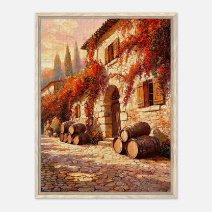 Autumn European Winery Wine Barrels Impressionist Art Print