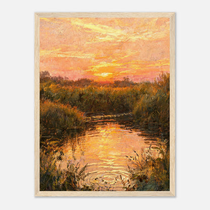 Golden Sunset River Framed Fine Art Print