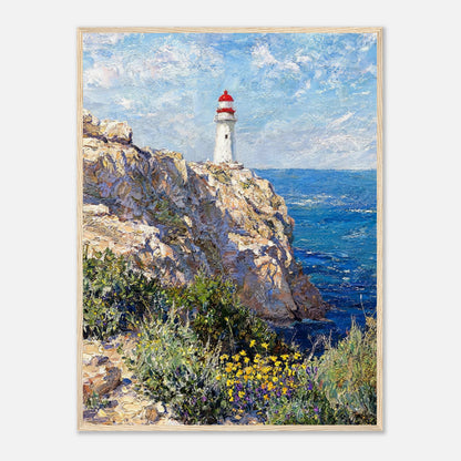 Coastal Cliff Lighthouse Coastal View Impressionist Art Print