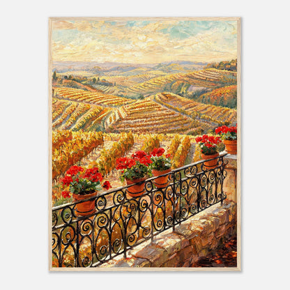 Tuscan Terrace Autumn Vineyard View Impressionist Art Print