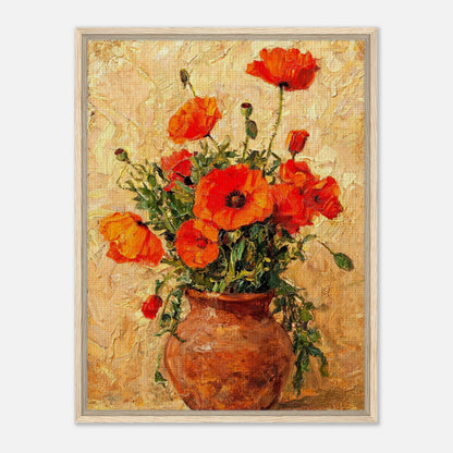 Vibrant Red Poppies in Terracotta Vase Impressionist Art Print