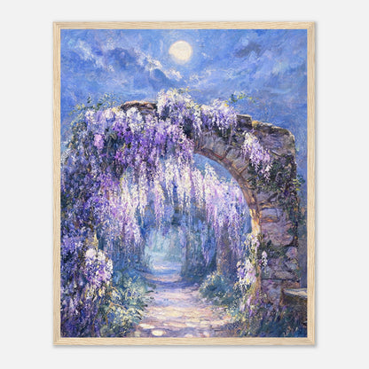 Moonlit Wisteria Stone Arch Impressionist Art Print