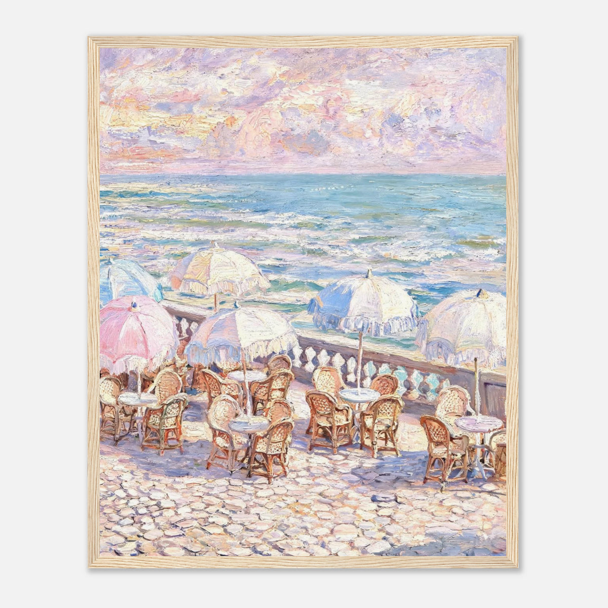 Pastel Seaside Cafe Impressionist Art Print