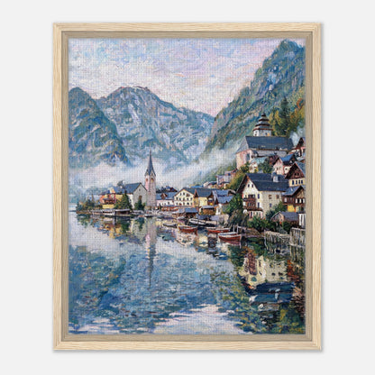 Alpine Lakeside Village Impressionist Art Print