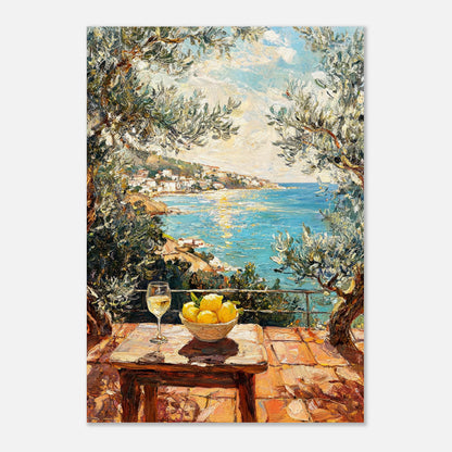 Mediterranean Terrace Lemons Sea View Impressionist Art Print