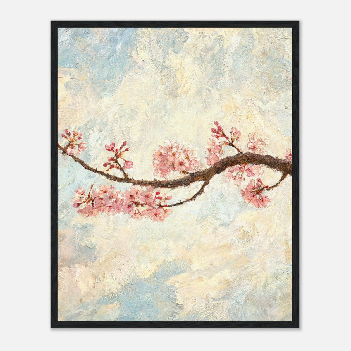 Blossoming Cherry Branch & Pastel Sky Impressionist Art Print