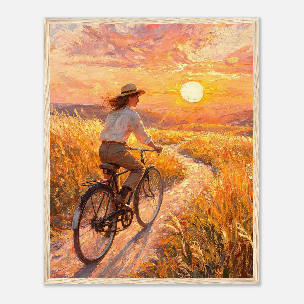 Sunset Bicycle Ride Framed Fine Art Print