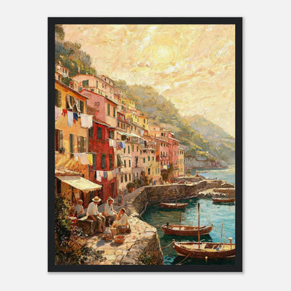 Sunlit Mediterranean Coastal Village Impressionist Art Print