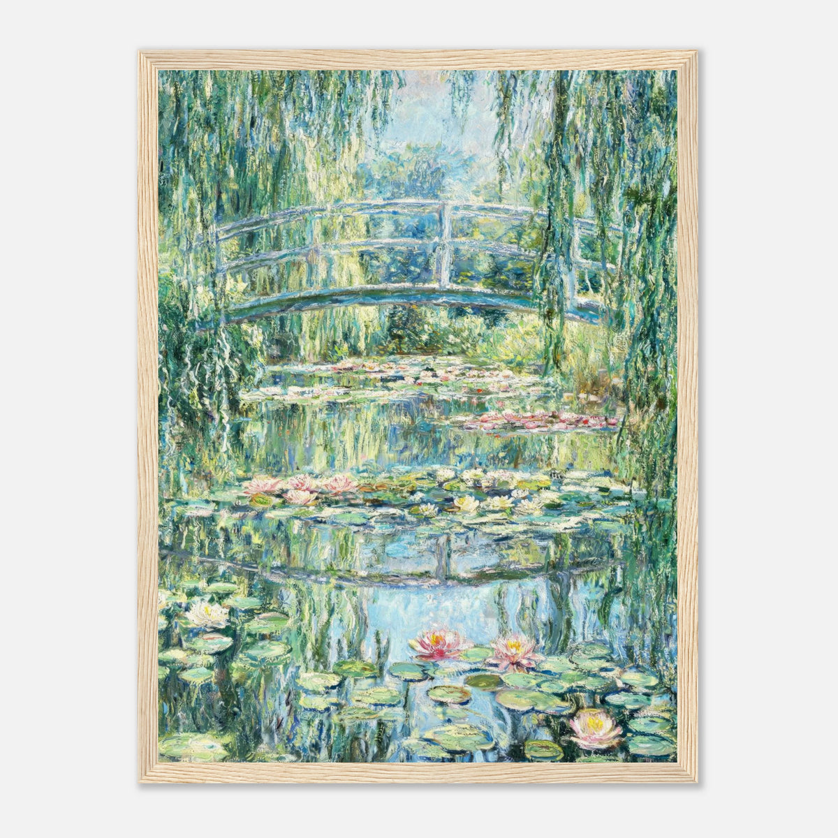 Weeping Willow & Japanese Bridge Water Lilies Impressionist Art Print