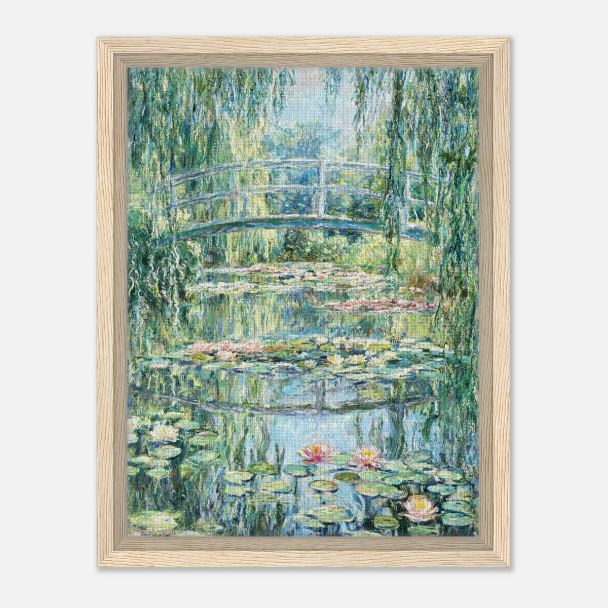 Weeping Willow & Japanese Bridge Water Lilies Impressionist Art Print