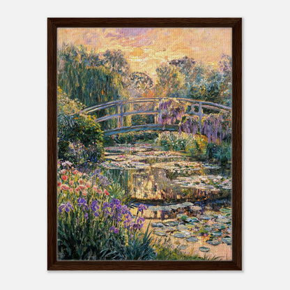 Golden Sunset Japanese Bridge Impressionist Art Print