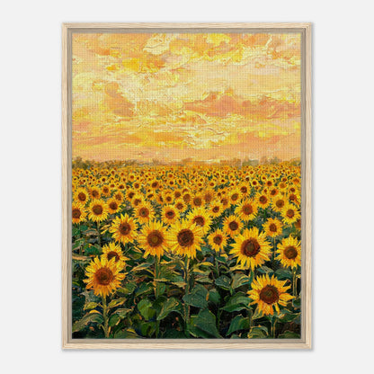 Golden Sunflower Field at Sunset Impressionist Art Print