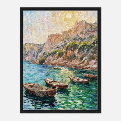 Mediterranean Coastal Cove Fishing Boats Impressionist Art Print