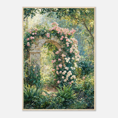 Rose-Covered Stone Arch & Sunlit Garden Impressionist Art Print