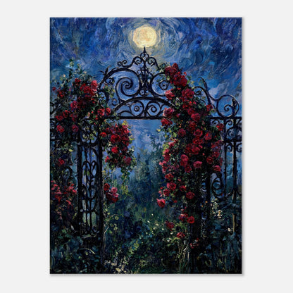 Moonlit Rose Arch Garden Impressionist Art Print