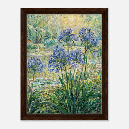 Blue Agapanthus & Sunlit Garden Impressionist Art Print
