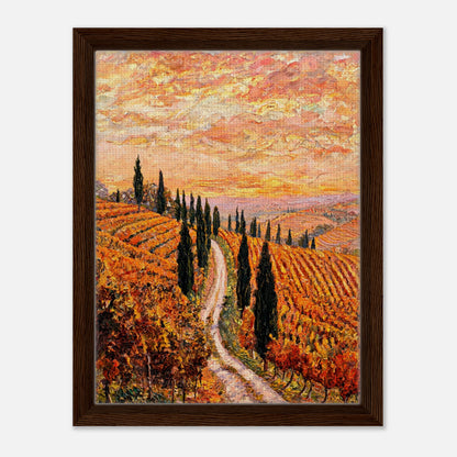 Tuscan Cypress Road Autumn Vineyard Impressionist Art Print