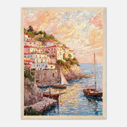 Amalfi Coast Sunset Village Impressionist Art Print