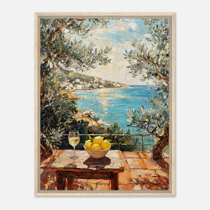 Mediterranean Terrace Lemons Sea View Impressionist Art Print