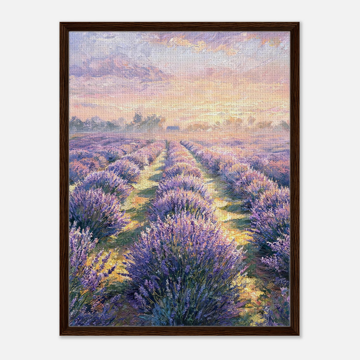 Provence Lavender Field at Sunset Impressionist Art Print