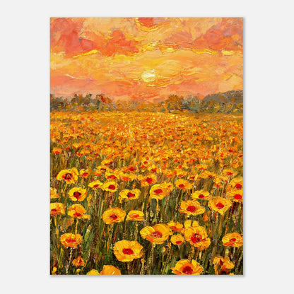 Golden Poppy Field at Sunset Impressionist Art Print