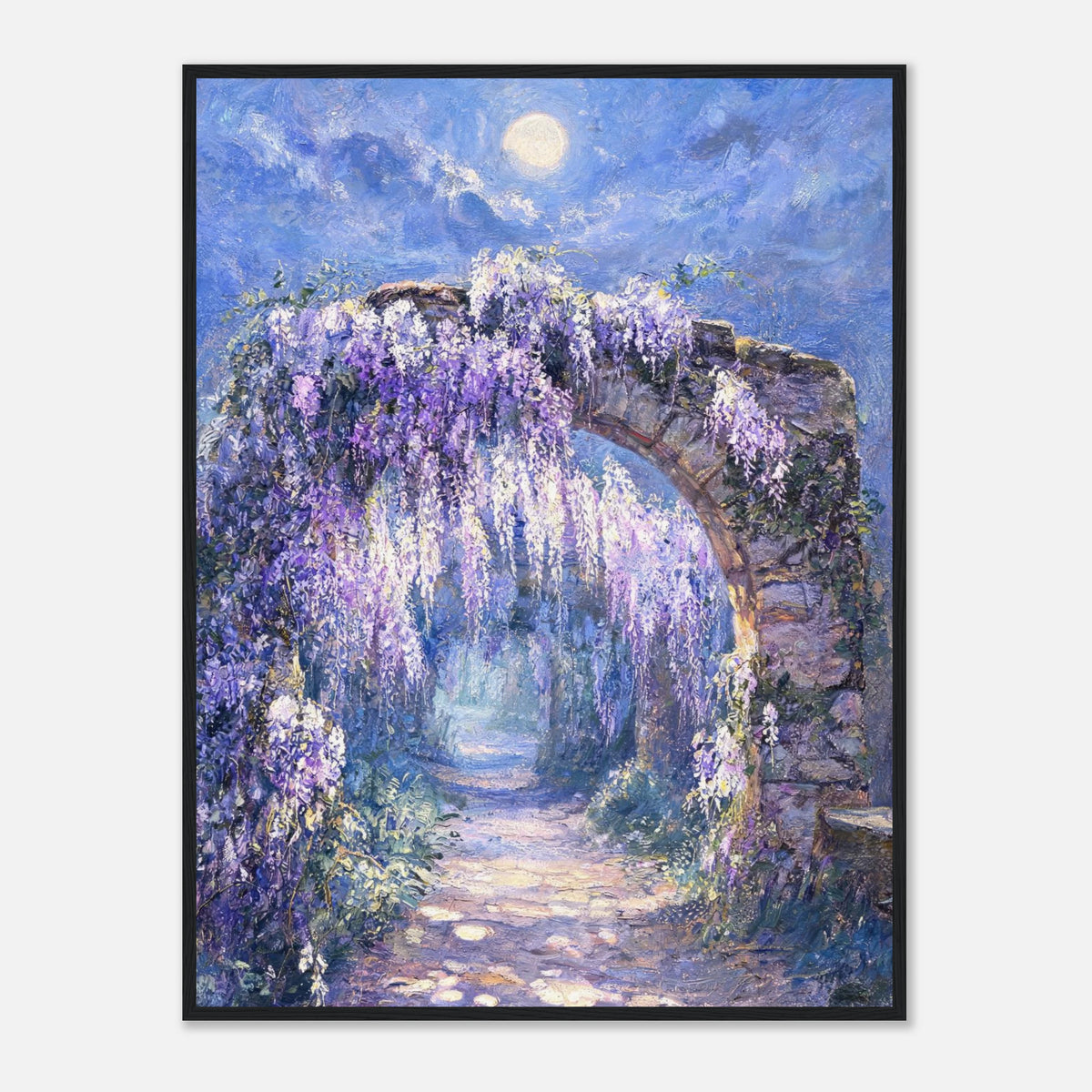 Moonlit Wisteria Stone Arch Impressionist Art Print