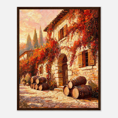 Autumn European Winery Wine Barrels Impressionist Art Print
