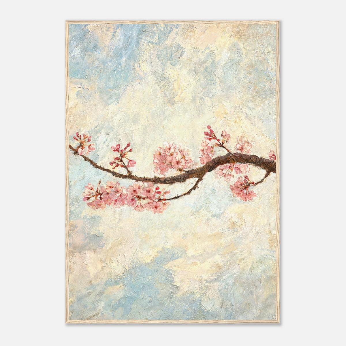 Blossoming Cherry Branch & Pastel Sky Impressionist Art Print