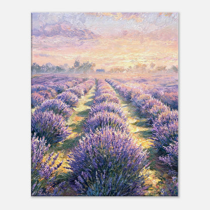 Provence Lavender Field at Sunset Impressionist Art Print
