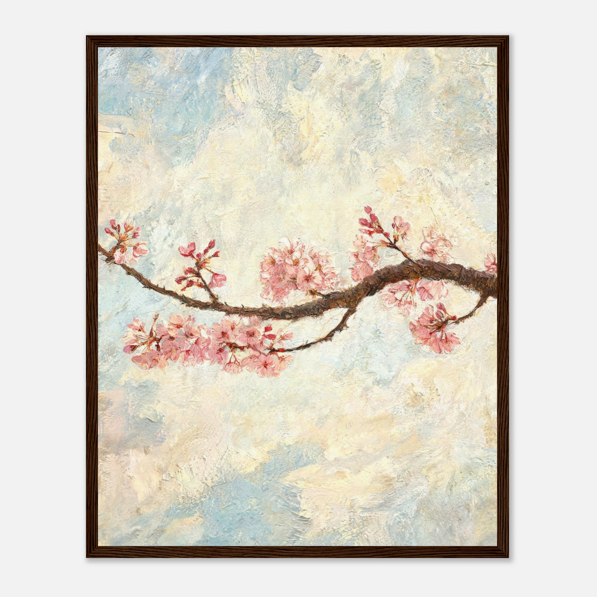 Blossoming Cherry Branch & Pastel Sky Impressionist Art Print
