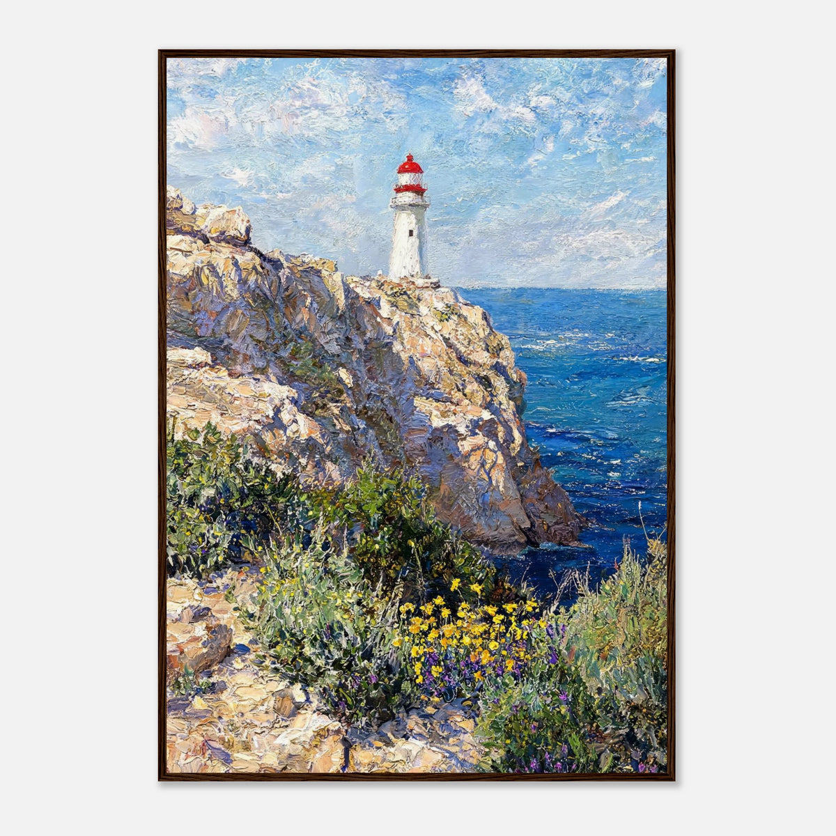 Coastal Cliff Lighthouse Coastal View Impressionist Art Print