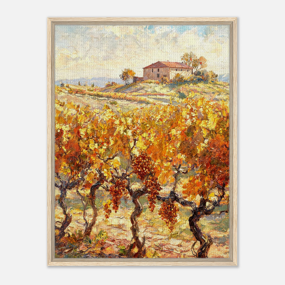 Tuscan Vineyard in Autumn Impressionist Art Print