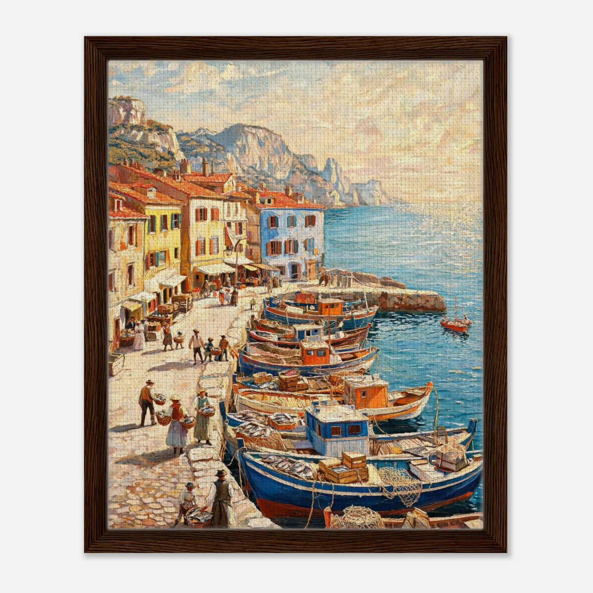 Mediterranean Fishing Harbor Impressionist Art Print