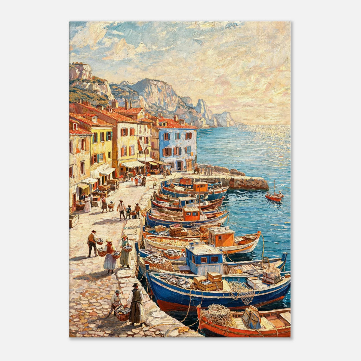 Mediterranean Fishing Harbor Impressionist Art Print