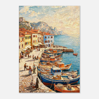 Mediterranean Fishing Harbor Impressionist Art Print