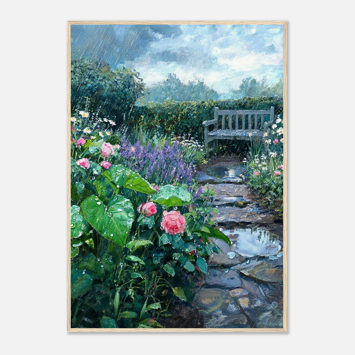Raindrops in the Secret Garden Impressionist Art Print