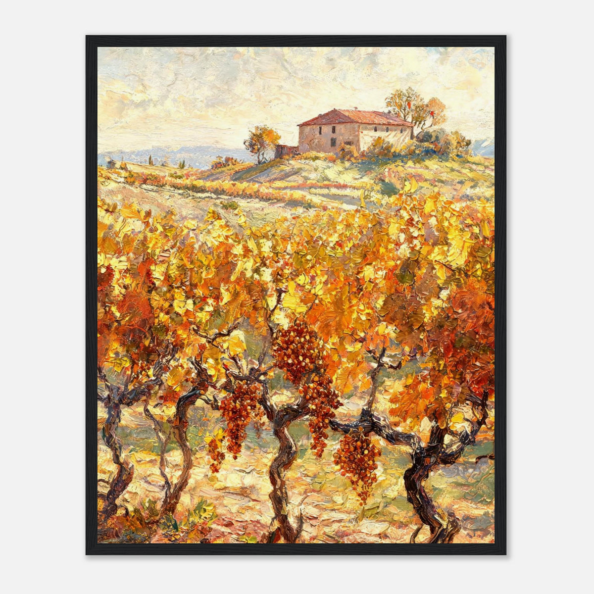 Tuscan Vineyard in Autumn Impressionist Art Print