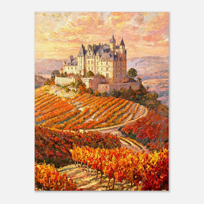 Autumn French Castle Vineyard Impressionist Art Print