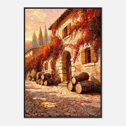 Autumn European Winery Wine Barrels Impressionist Art Print