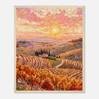 Tuscan Hills Autumn Sunset Vineyard Impressionist Art Print
