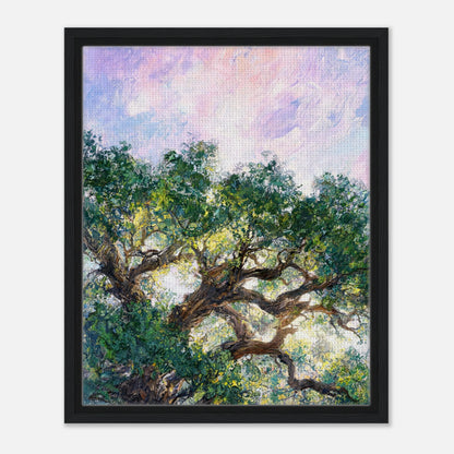 Impressionist Sunlit Tree Framed Canvas Wall Art
