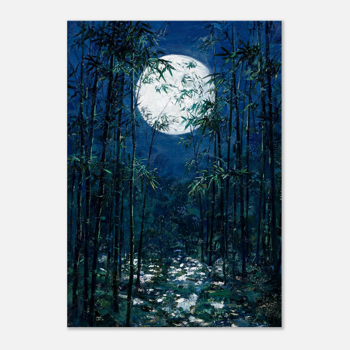 Moonlit Bamboo Forest Impressionist Art Print