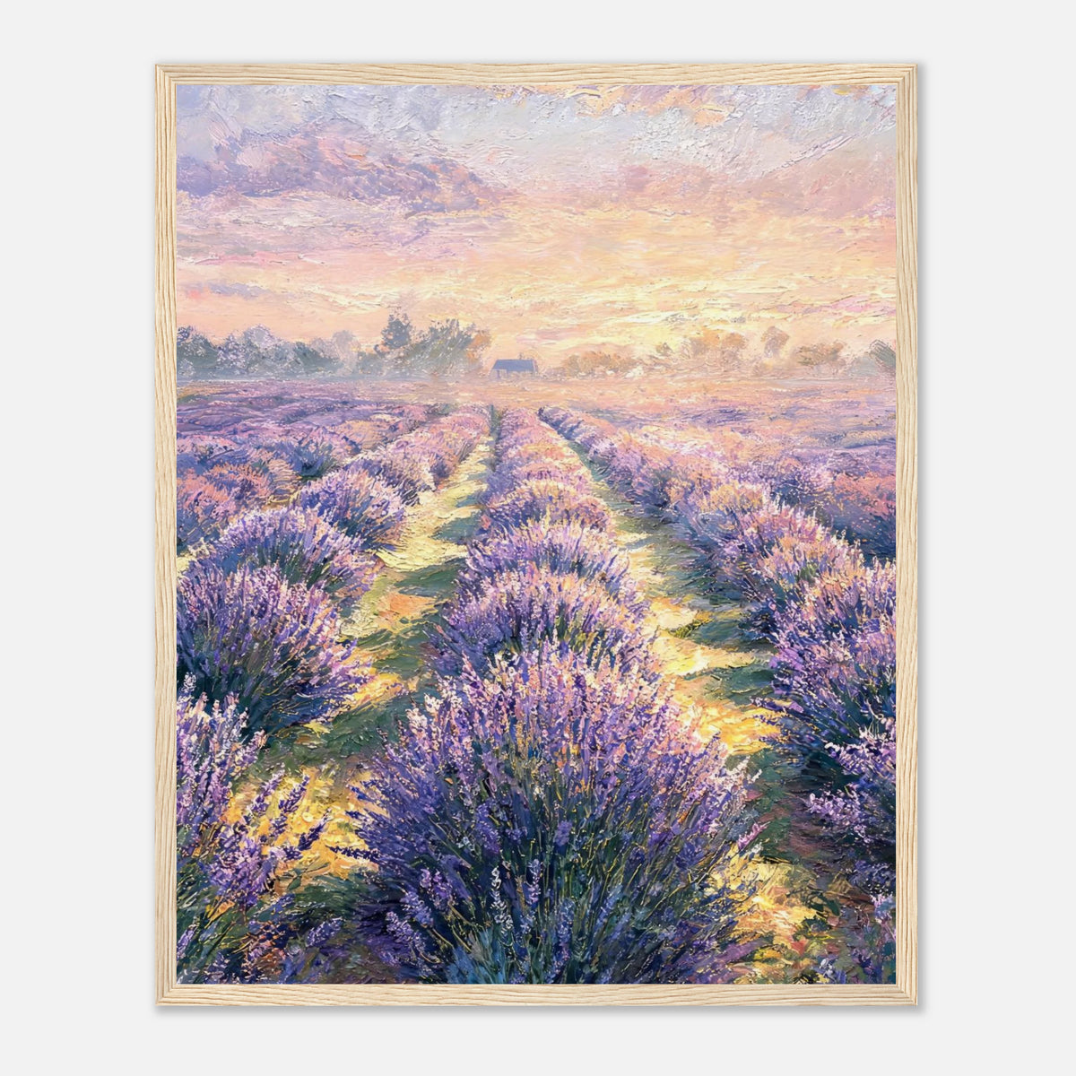 Provence Lavender Field at Sunset Impressionist Art Print