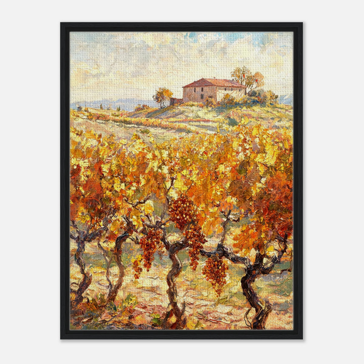 Tuscan Vineyard in Autumn Impressionist Art Print