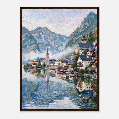 Alpine Lakeside Village Impressionist Art Print