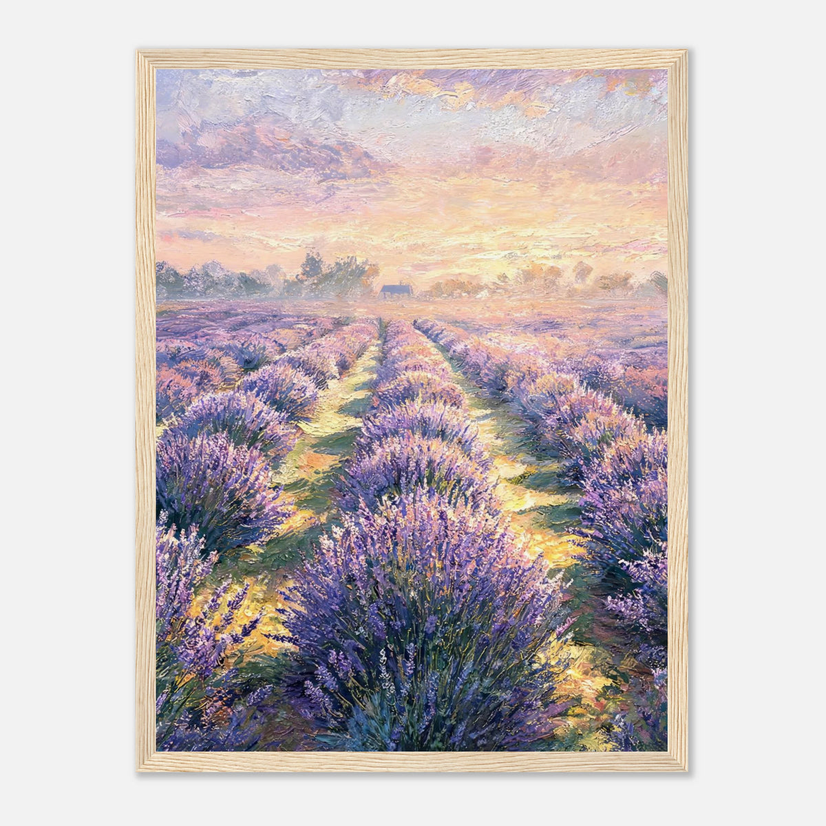 Provence Lavender Field at Sunset Impressionist Art Print